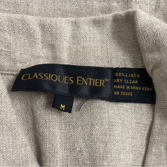 Classiques Entier Beige Linen Sleeveless Button-Up With Pockets Womens Vest Sz M - Picture 6 of 7